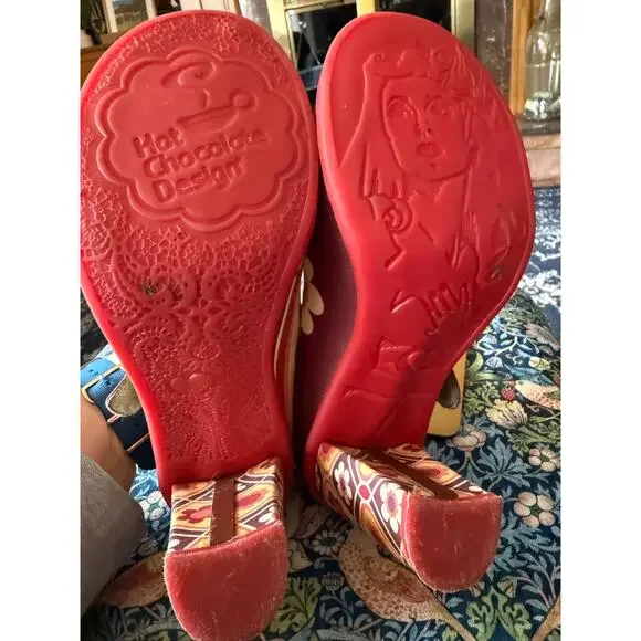 Hot Chocolate Design Mary Jane Heel Shoes 1970s Mod Floral Print Sz. 39 - Picture 3 of 10